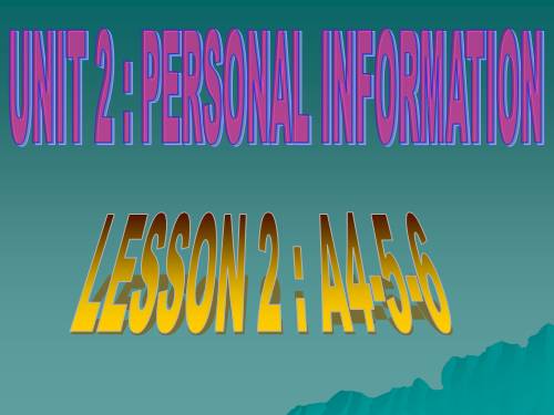 Unit 2. Personal information