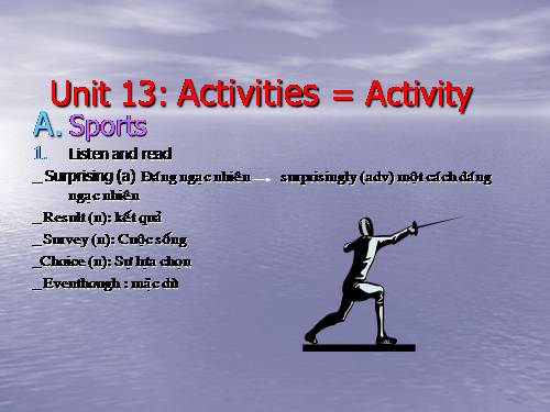 Unit 13. Activities