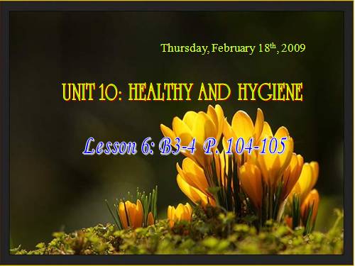 Unit 10. Health and hygiene