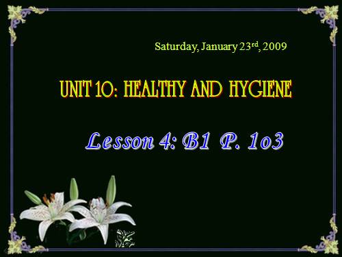 Unit 10. Health and hygiene