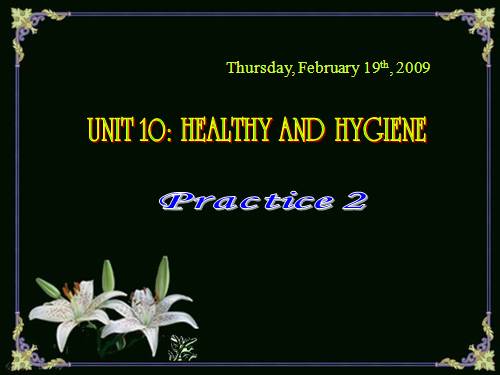 Unit 10. Health and hygiene