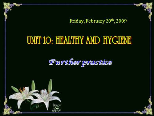 Unit 10. Health and hygiene