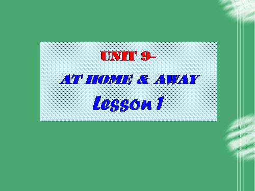 Unit 9. At home and away