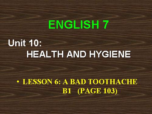 Unit 10. Health and hygiene