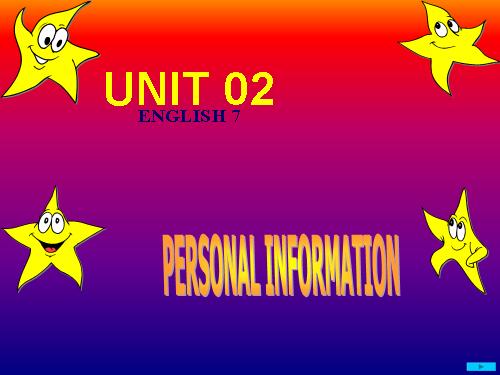 Unit 2. Personal information