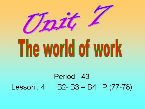 Unit 7. The world of work