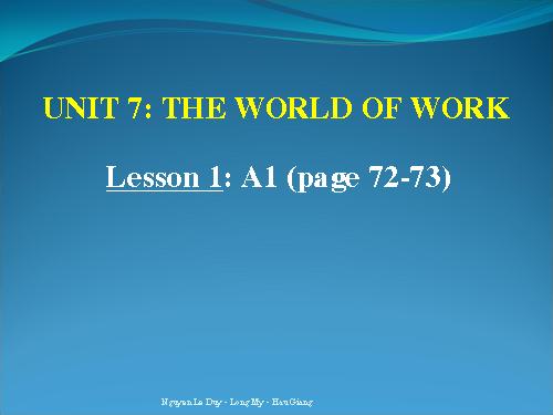 Unit 7. The world of work