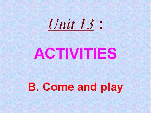 Unit 13. Activities