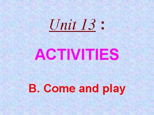 Unit 13. Activities