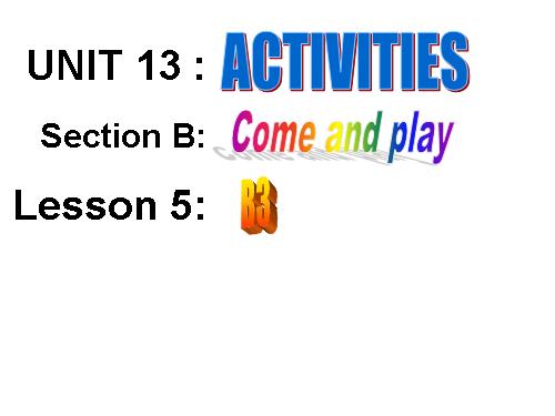 Unit 13. Activities