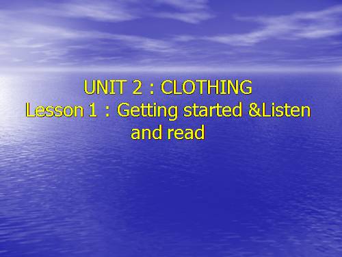 Unit 2. Clothing