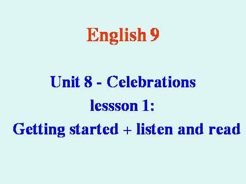 Unit 8. Celebrations