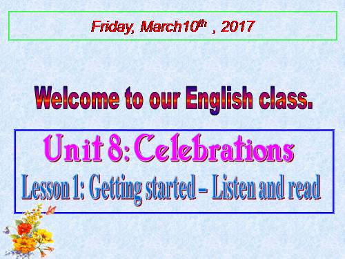 Unit 8. Celebrations