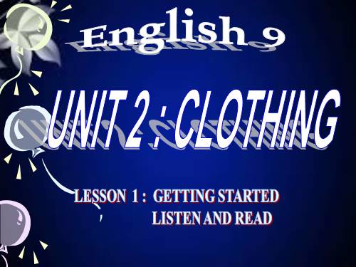 Unit 2. Clothing