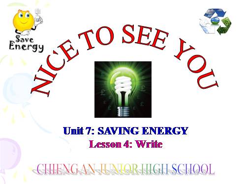 Unit 7. Saving energy