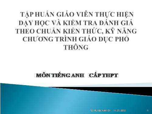 Tập huấn chuẩn kiến thức kỹ năng