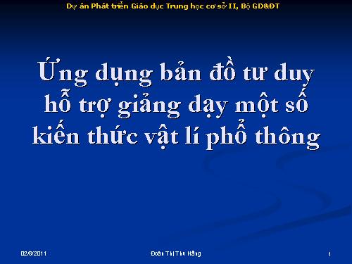 Ứng dụng SĐTD trong dạy học Vật lý