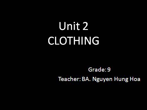 Unit 2. Clothing