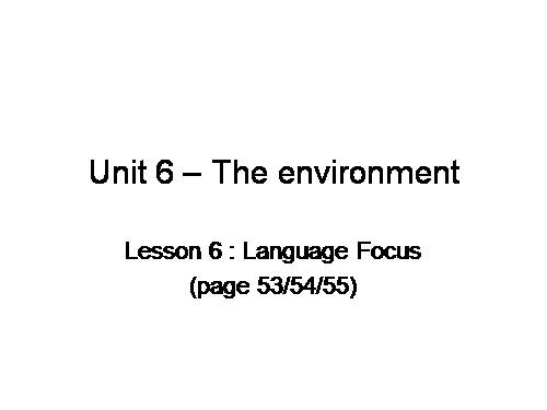 Unit 6. The environment