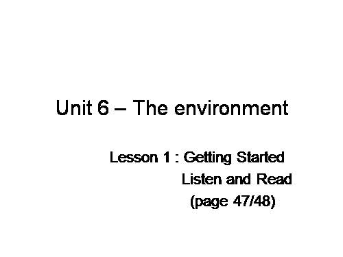 Unit 6. The environment