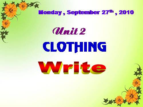 Unit 2. Clothing