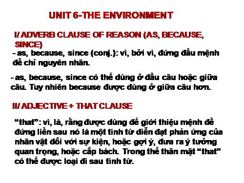 Unit 6. The environment
