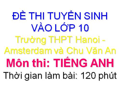 ĐỀ TUYỂN SINH VÀO 10