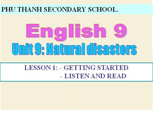 Unit 9. Natural disaters