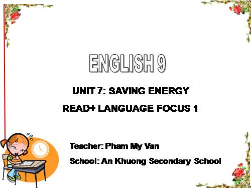 Unit 7. Saving energy