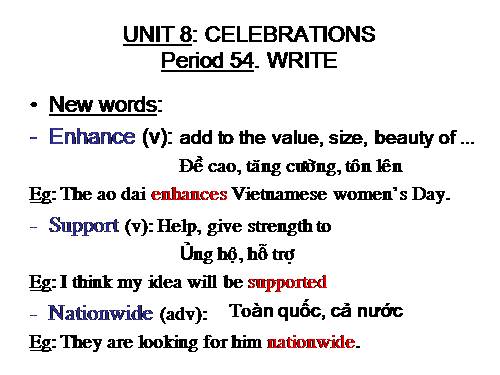 Unit 8. Celebrations