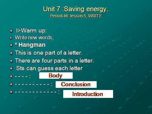 Unit 7. Saving energy