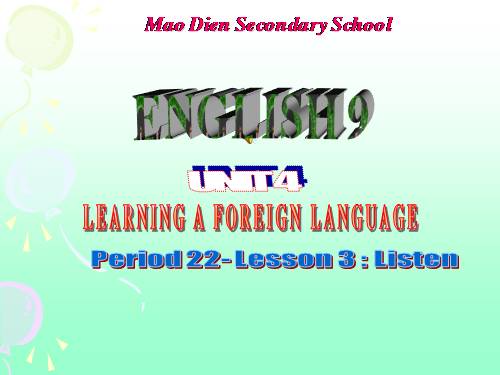 Unit 4. Learning a foreign language