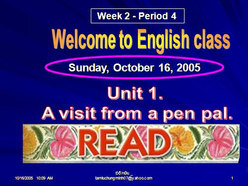 Unit 1. A visit from a pen pal