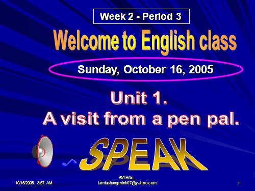 Unit 1. A visit from a pen pal