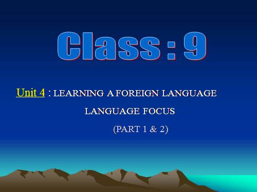 Unit 4. Learning a foreign language