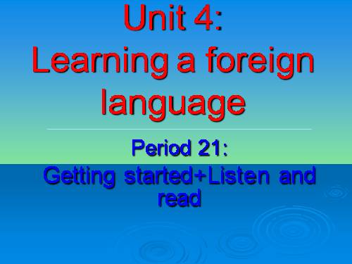 Unit 4. Learning a foreign language