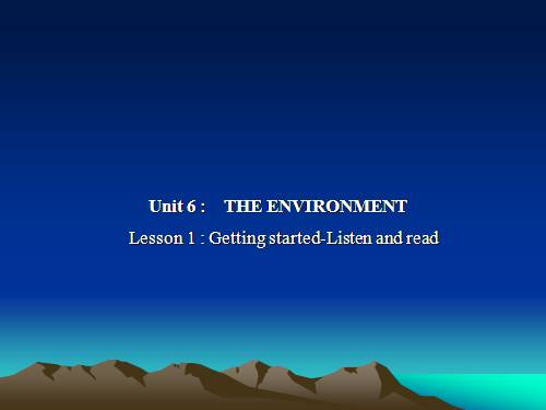 Unit 6. The environment