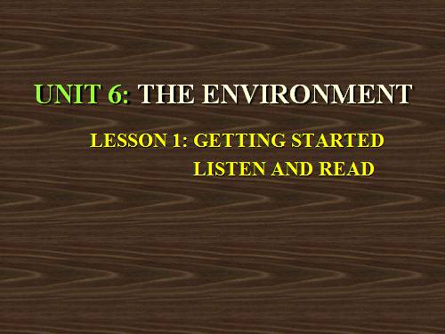 Unit 6. The environment