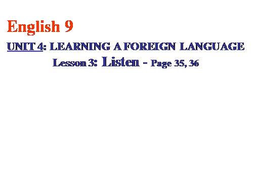 Unit 4. Learning a foreign language