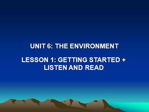 Unit 6. The environment