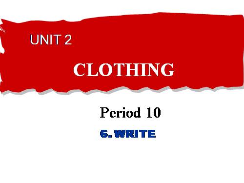 Unit 2. Clothing