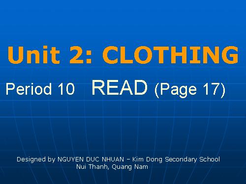 Unit 2. Clothing