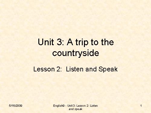 Unit 3. A trip to the countryside
