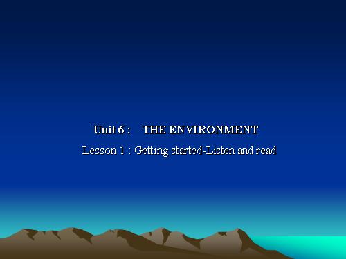 Unit 6. The environment