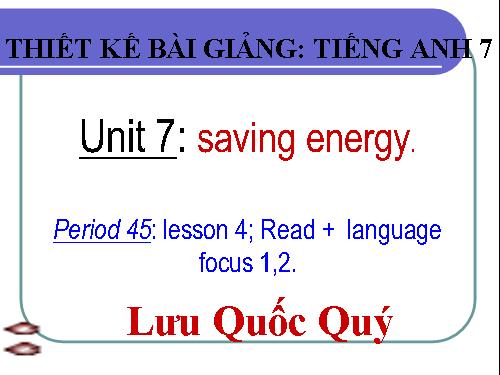 Unit 7. Saving energy