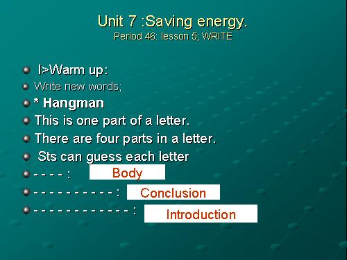 Unit 7. Saving energy