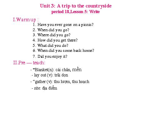 Unit 3. A trip to the countryside