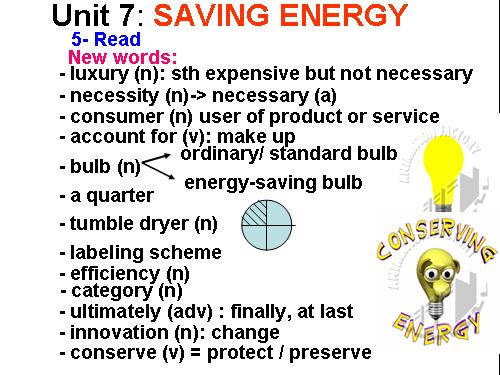 Unit 7. Saving energy