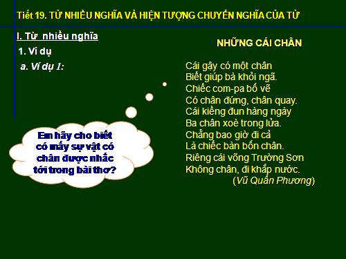 Bài 5. Từ nhiều nghĩa và hiện tượng chuyển nghĩa của từ
