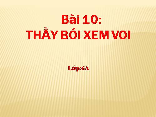 Bài 10. Thầy bói xem voi